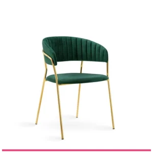 Sillón tapizado Verde estructura dorada metal