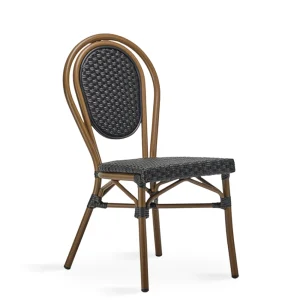 Silla Aluminio Ratán negro CADAQUES