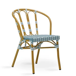 Silla Aluminio Ratan SANTORINI azul