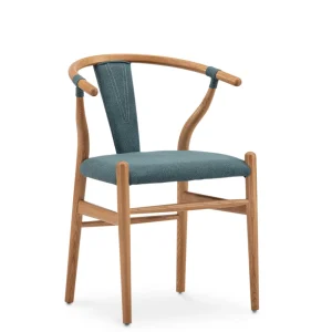 Silla wishbone tapizada Verde Roble